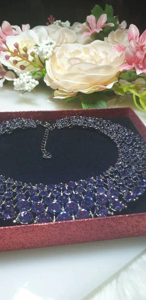 Purple Diamontè Crystal Choker Statement Necklace by Clarissas Boutique London