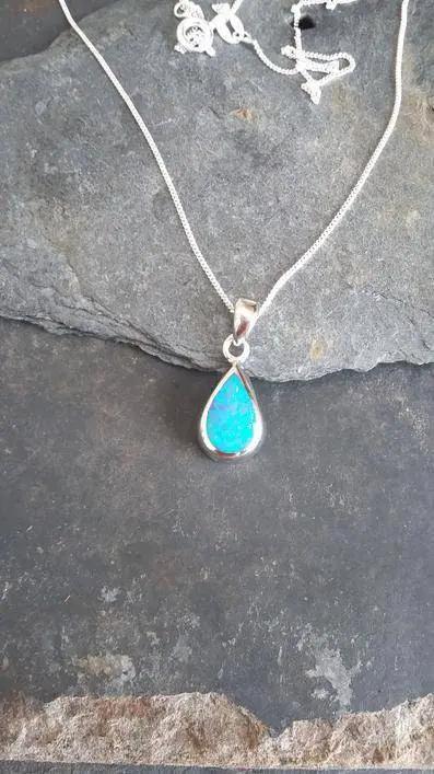 Teardrop Fire Opal Pendant by Clarissas Boutique London