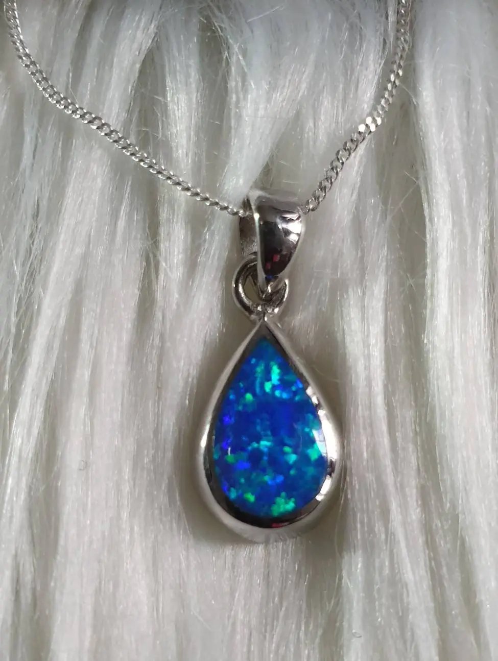 Teardrop Fire Opal Pendant by Clarissas Boutique London