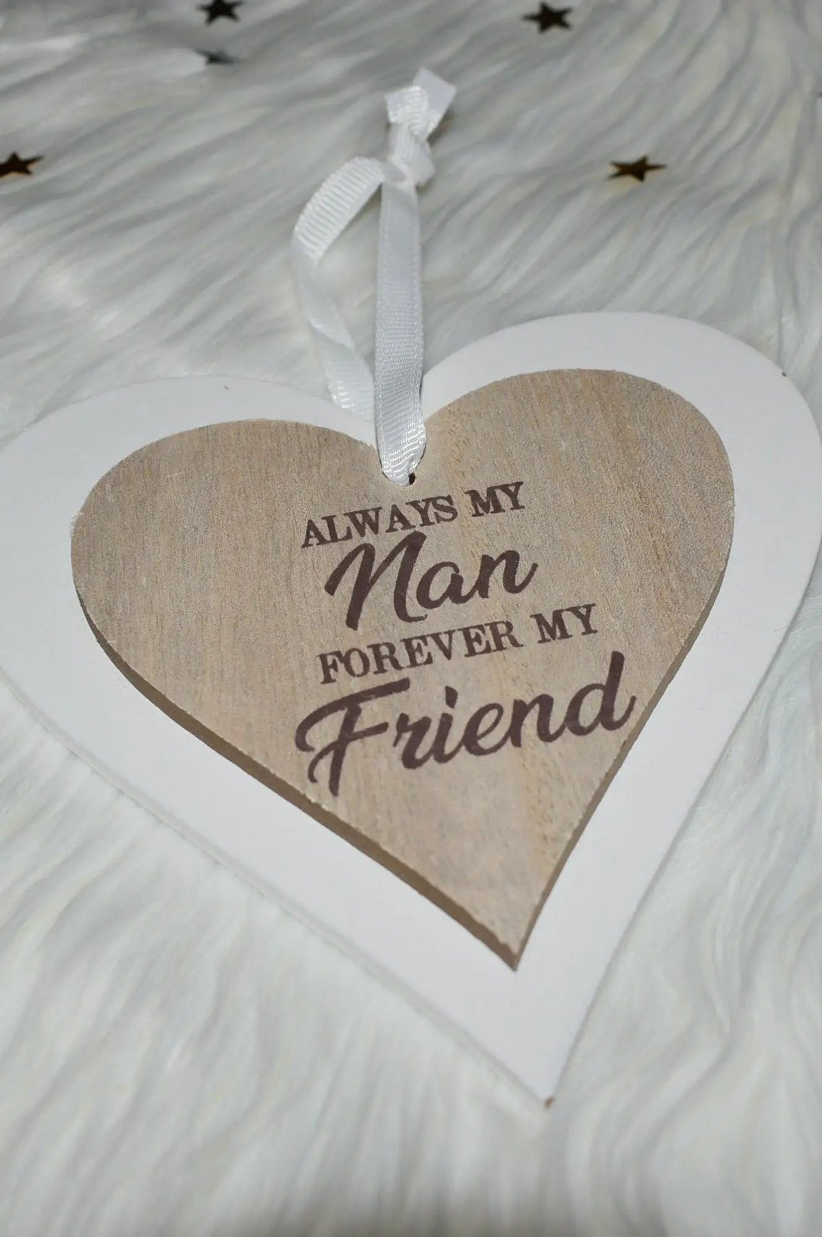 Natural Double Heart Plaque - NAN - Always My Nan Forever My Friend by productions and print