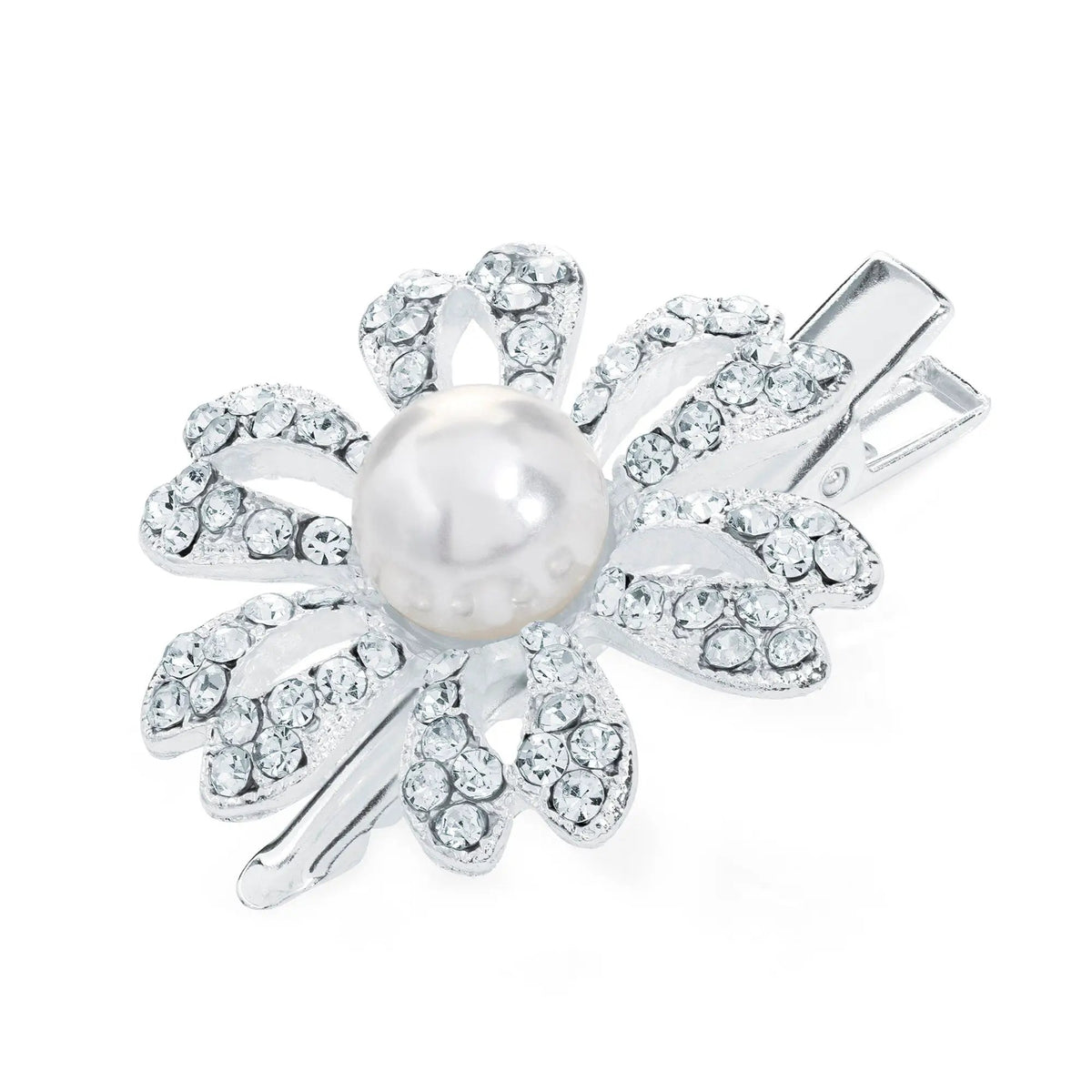 2 Pack Gold And Cream Pearl Colour Crystal Heart Design Hair Clip And Silver Cream Pearl Colour Crystal fFower design hair clip. by productions and print