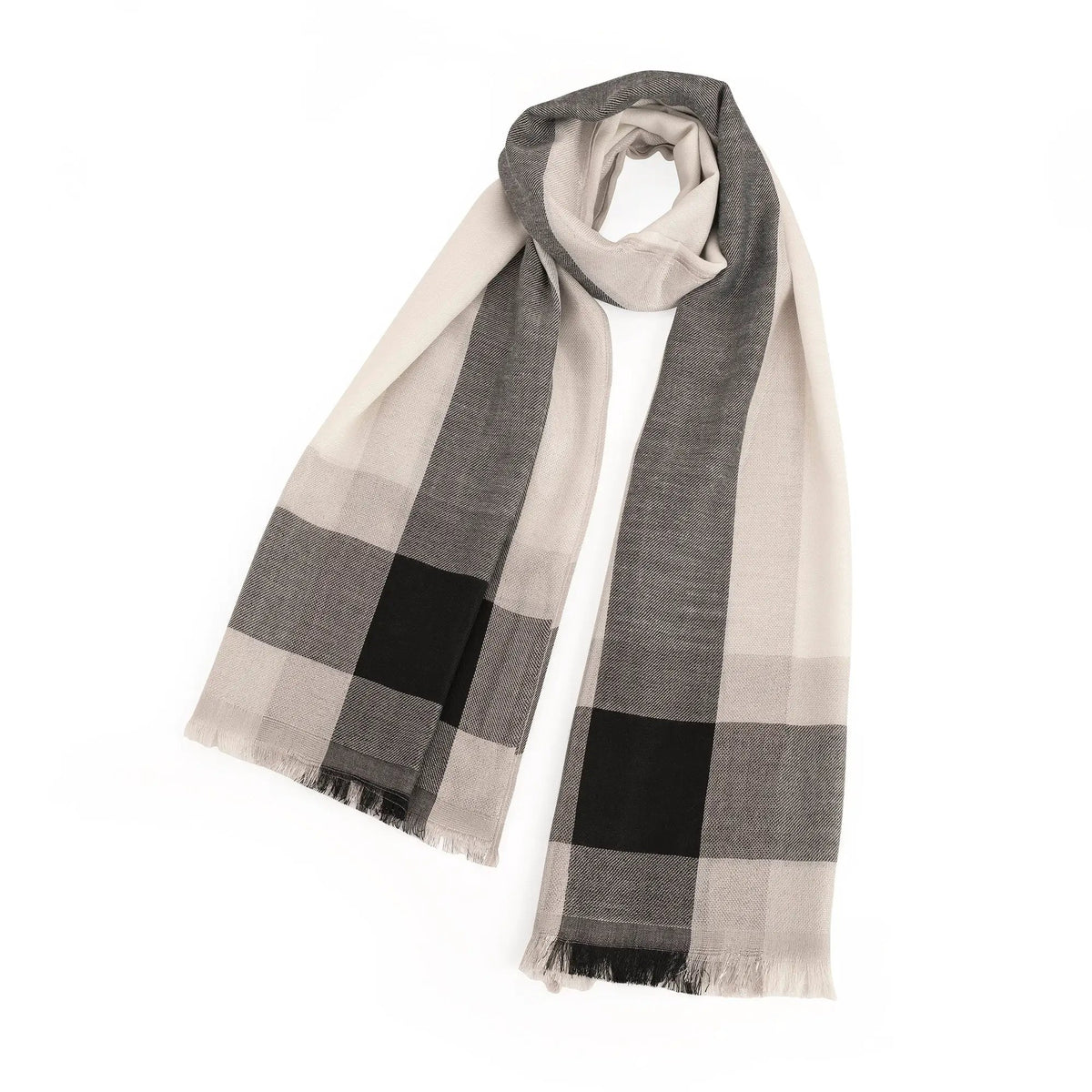 White And Black Tone Pashmina Style Scarf. by productions and print