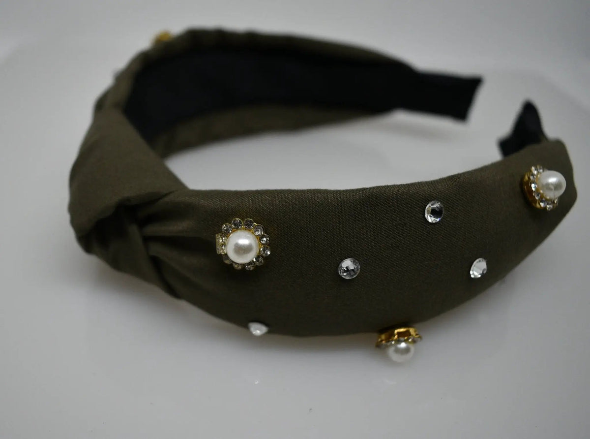 Handmade Emerald Pearl Design Knotted headband. Women's Hairband /Headband by productions
