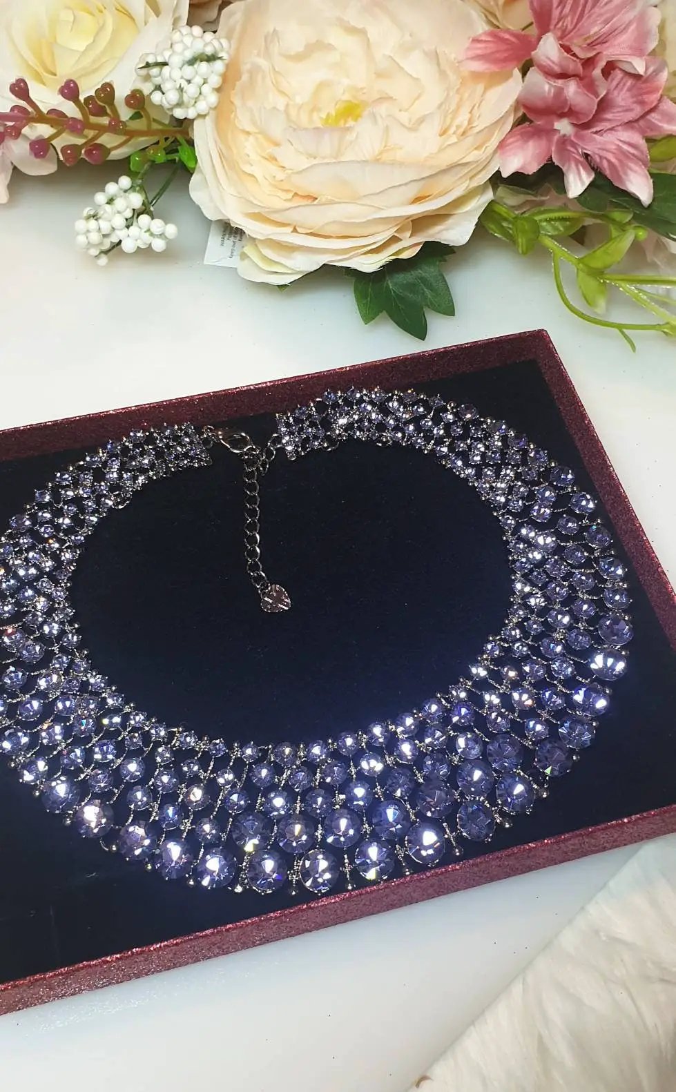 Purple Diamontè Crystal Choker Statement Necklace by Clarissas Boutique London