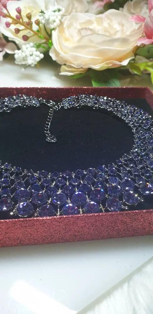 Purple Diamontè Crystal Choker Statement Necklace by Clarissas Boutique London