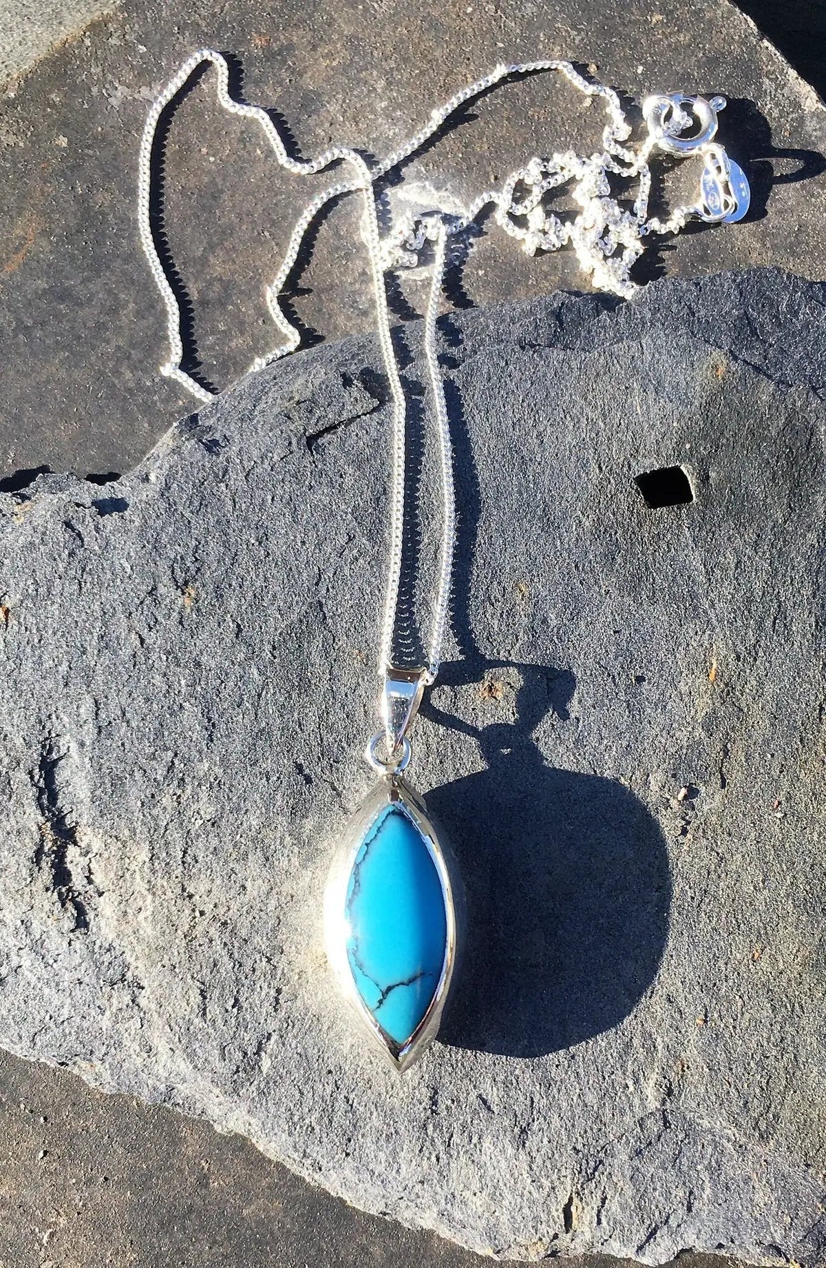 Shield Pendant WIth M.O.P Rear Blue by productions