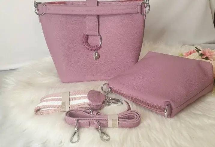 Leather Look Shoulder Bags 2-IN-1 Tote Bag Purple With 3 Straps by Clarissas Boutique London