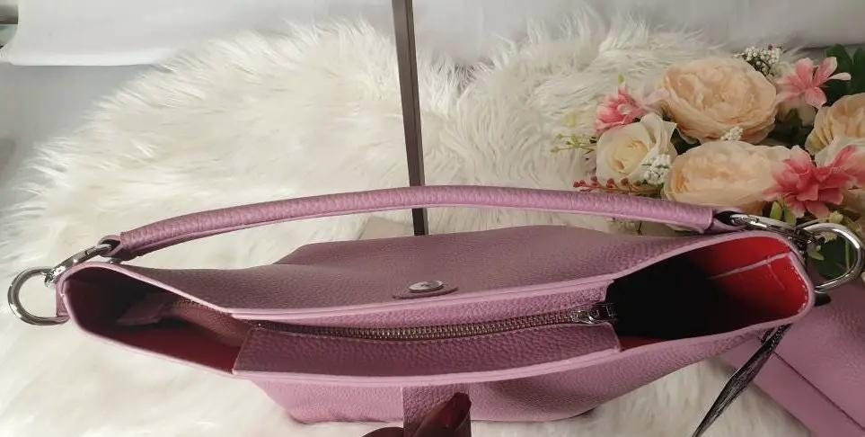 Leather Look Shoulder Bags 2-IN-1 Tote Bag Purple With 3 Straps by Clarissas Boutique London