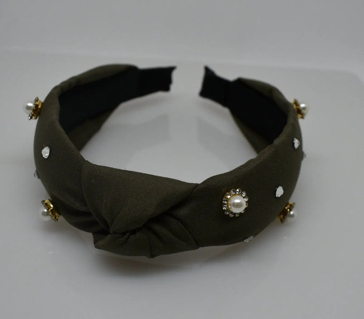 Handmade Emerald Pearl Design Knotted headband. Women's Hairband /Headband by productions