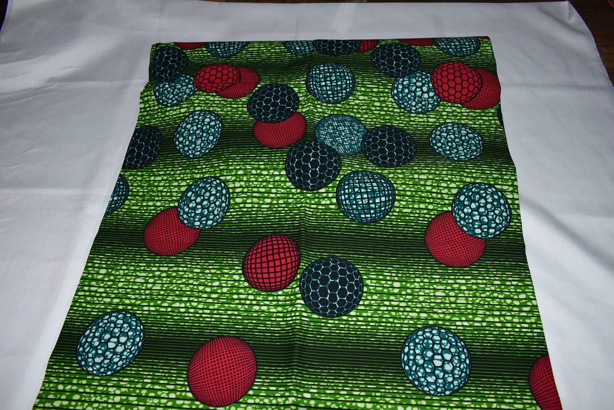 Multicolour African Print Fabric, Ankara Wax Fabric, Ball Detail Ankara Cotton 6 Yards, Ankara Wax Print Shop by Clarissas Boutique London