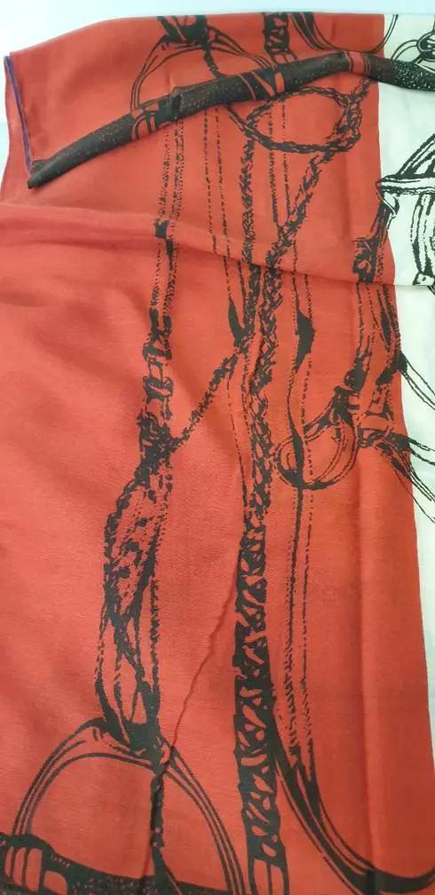 Red And Blue Frayed Chain Print Scarf by productions