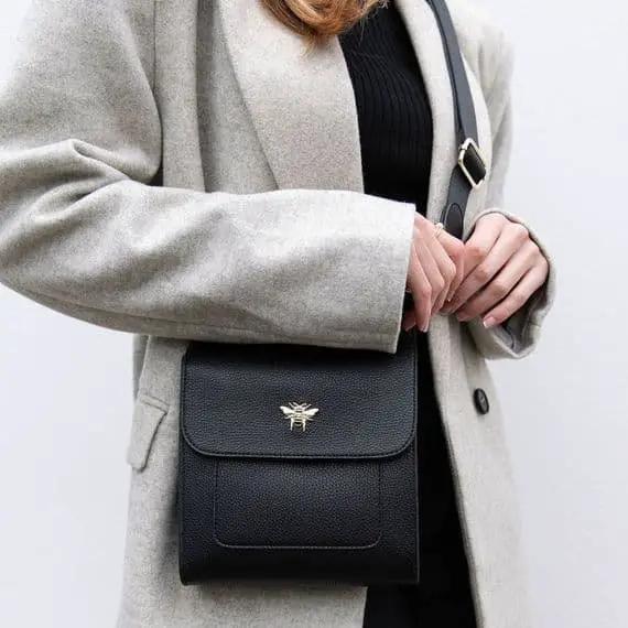 Alice Wheeler London Black Crossbody Bag Vagan Leather Shoulder Bag by Alice Wheeler London