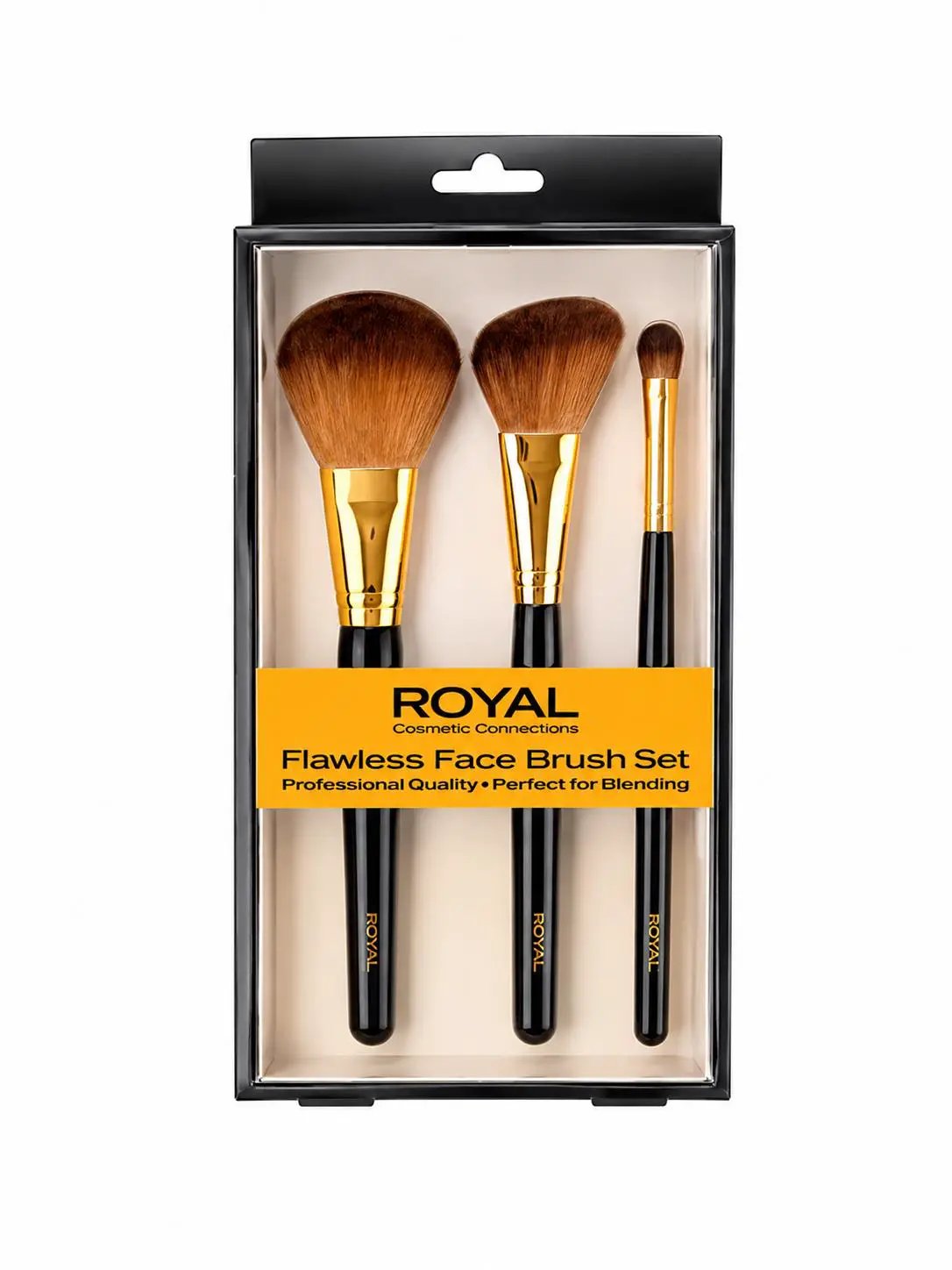 Professional Makeup Brush Set of 3 | Flawless Face Cosmetic Kit – Powder, Blush & Concealer Brushes by Clarissas Boutique London