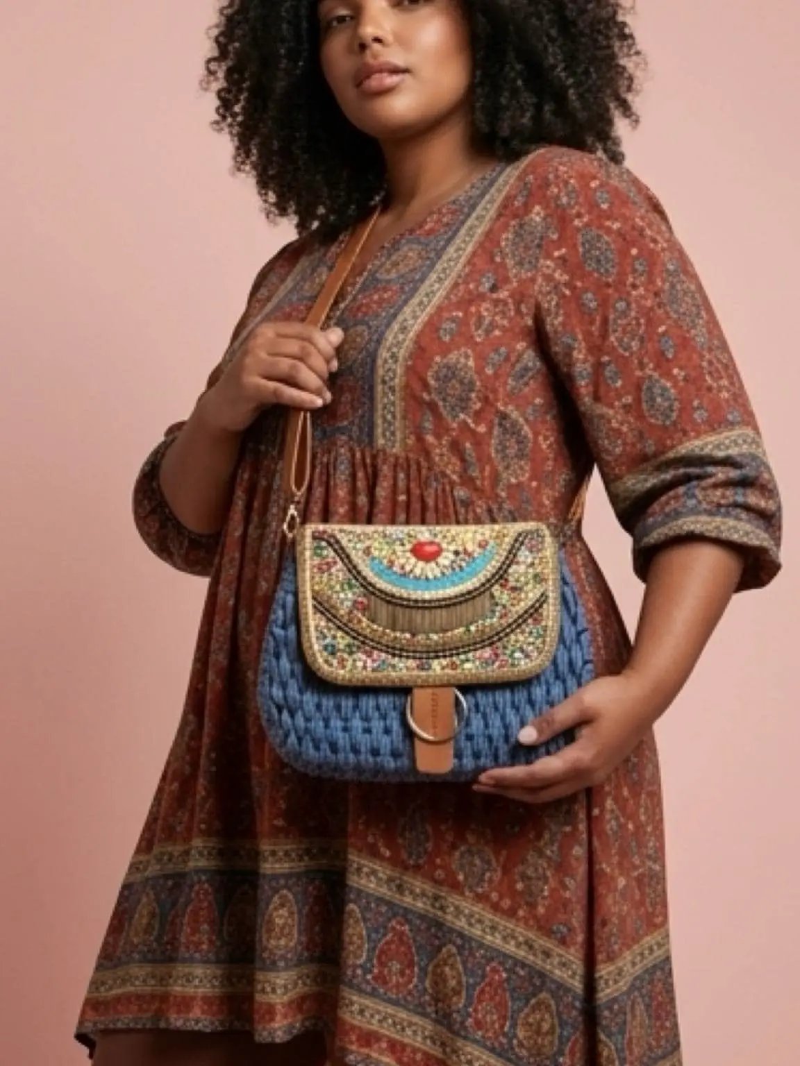 Designed Small Woven Embroidered Boho Crossbody Bag Colourful Shoulder Bag by Clarissas Boutique London