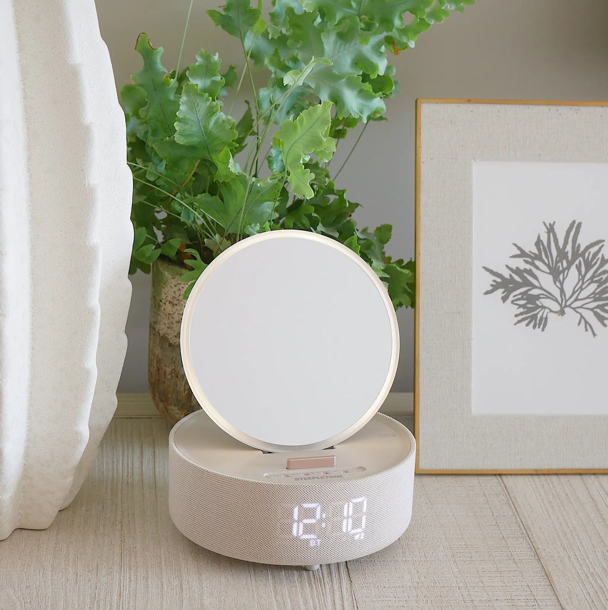 Glow Light Up Mirror With Wireless Charger And Bluetooth Speaker Alarm Clock by Clarissas Boutique
