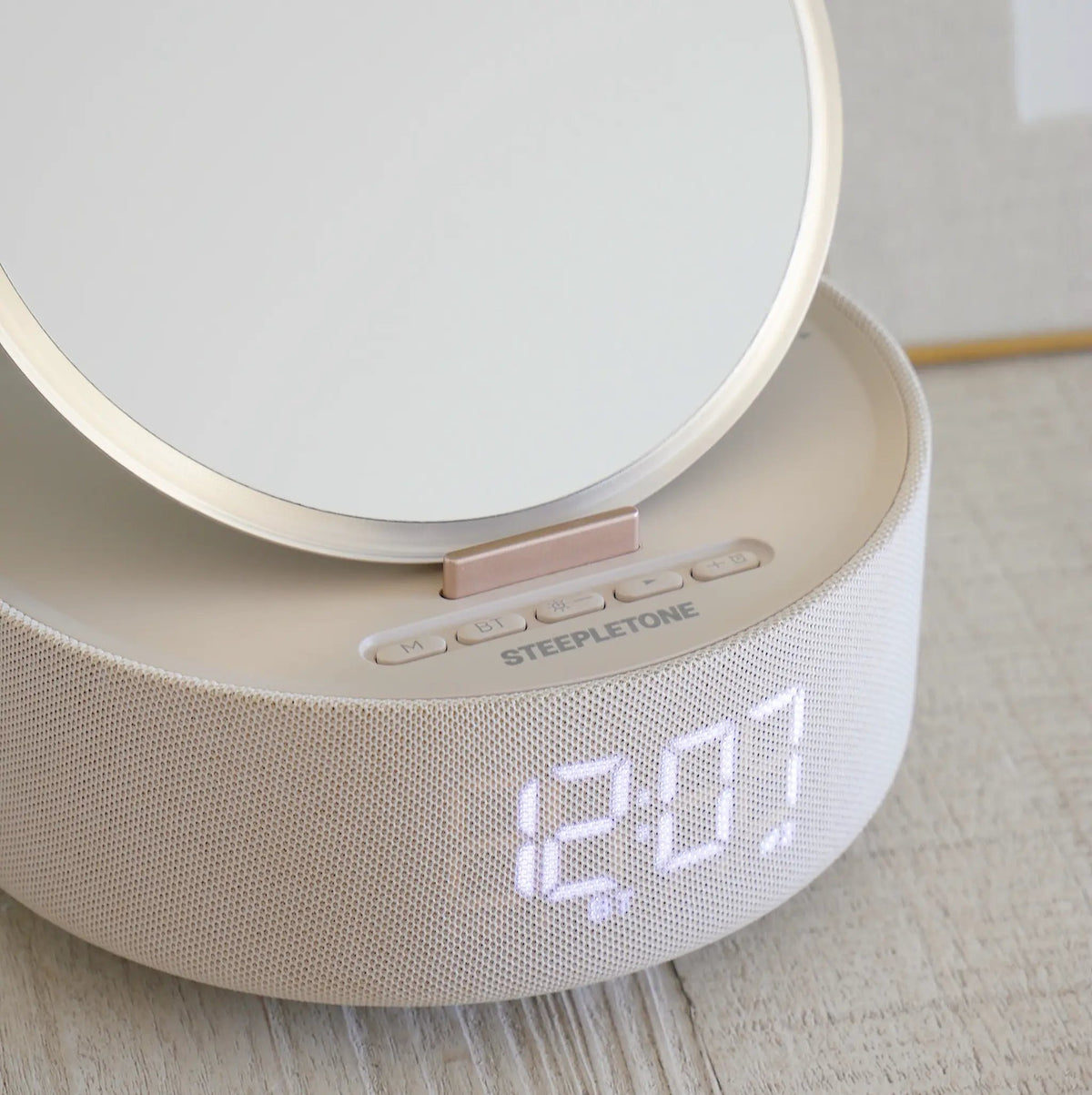Glow Light Up Mirror With Wireless Charger And Bluetooth Speaker Alarm Clock by Clarissas Boutique