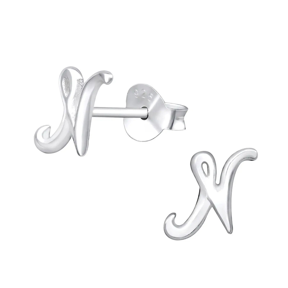 Initial ''N'' Earrings, Letter Earrings, Name Earrings, Silver Earrings, Stud Letter Earrings, Stud by Clarissas Boutique