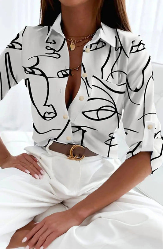 Jazmin Abstract Print Blouse Shirt Top by Clarissas Boutique London
