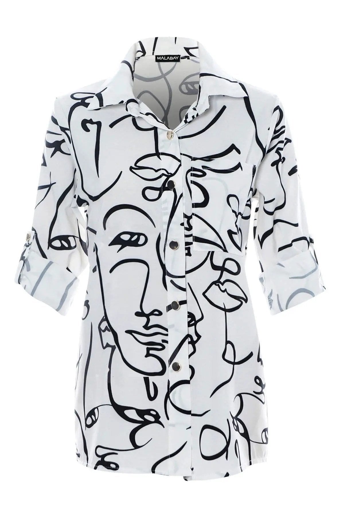 Jazmin Abstract Print Blouse Shirt Top by Clarissas Boutique London