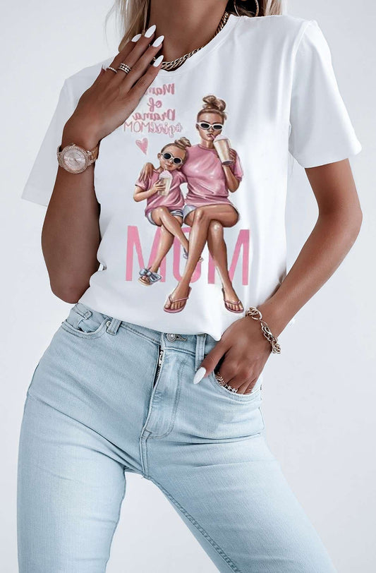 Justine Ivory Graphic ''MOM'' Print Shirt by Clarissas Boutique London