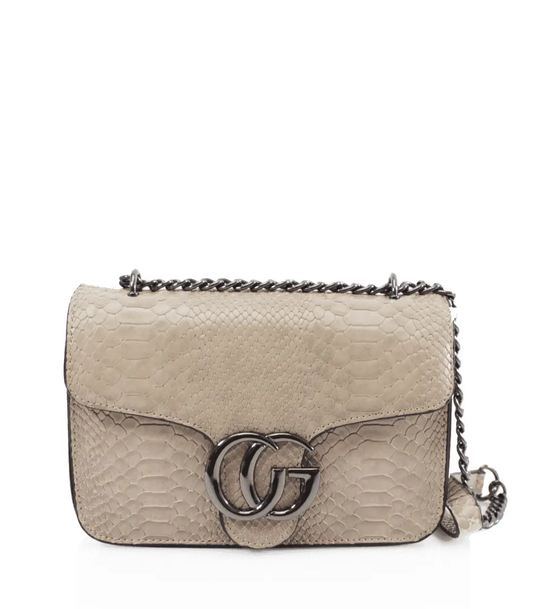 Khaki Snake Shoulder Bag by Clarissas Boutique