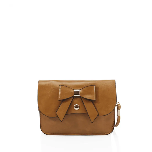 Khaki- Stylish Bow Small Crossbody Bag by Clarissas Boutique