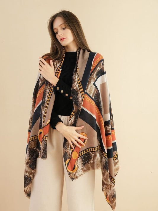Khaki - Winter Scarf Large Shawl Wraps by Clarissas Boutique