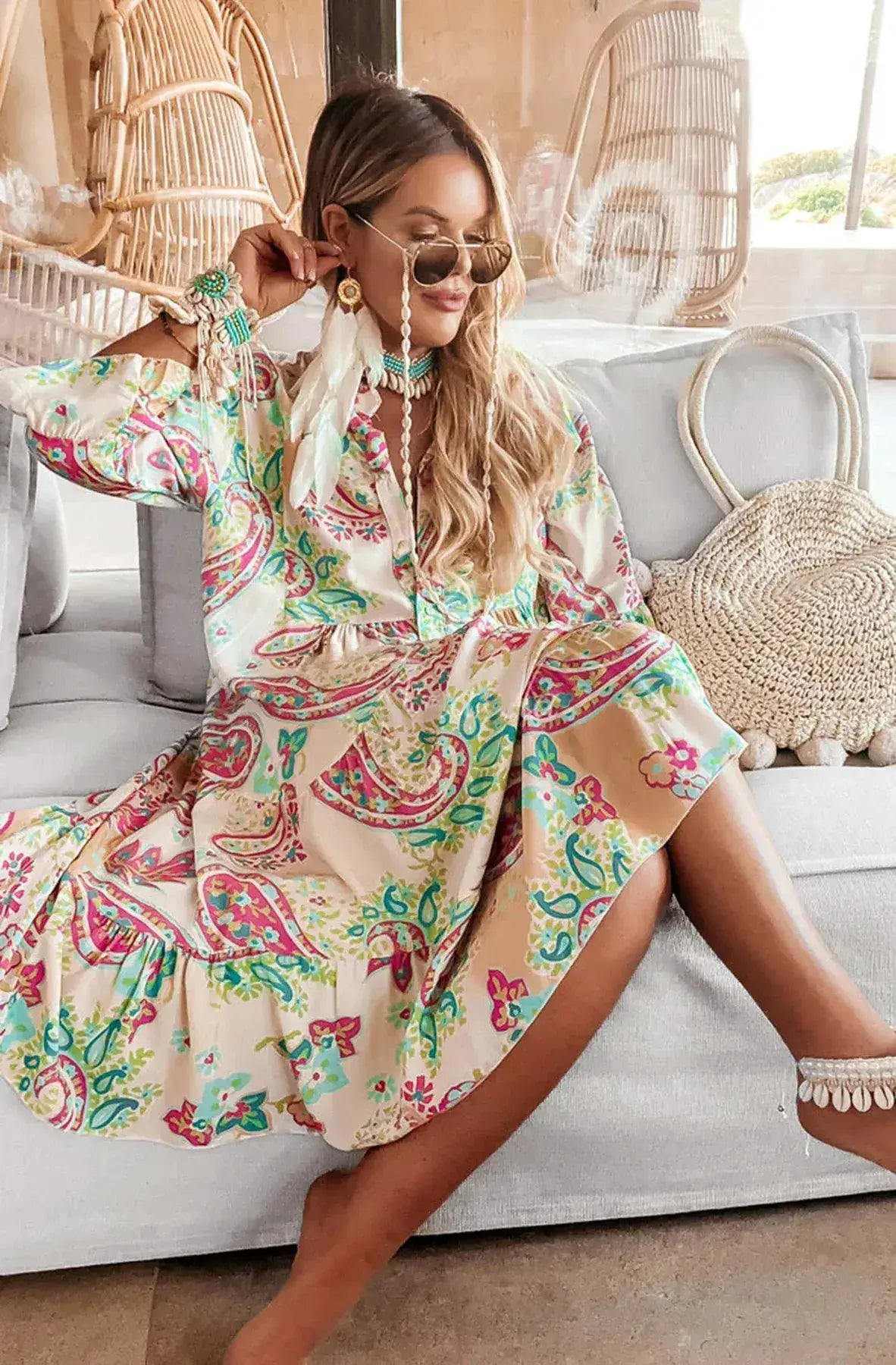 Kira - Oversized Abstract Floral Tunic Dress by Clarissas Boutique London