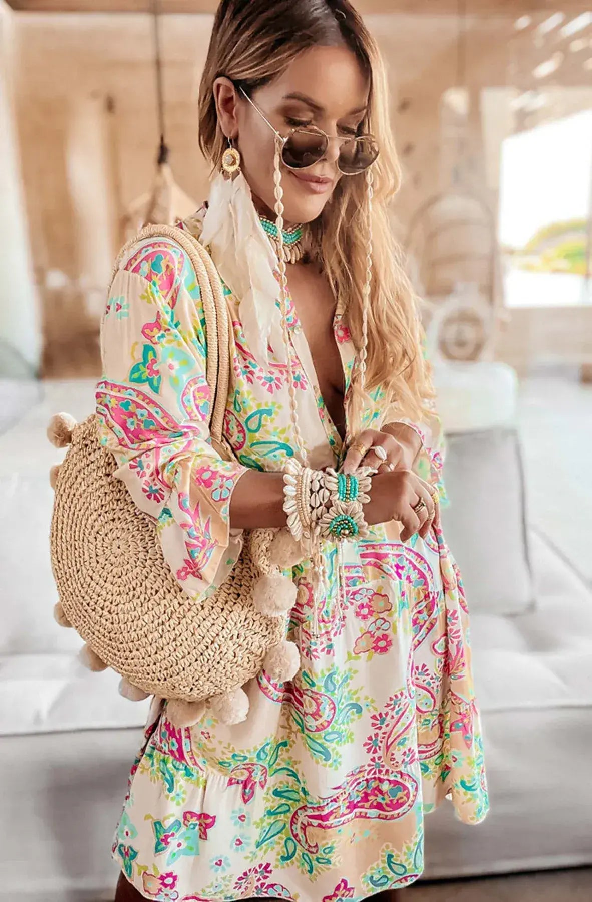 Kira - Oversized Abstract Floral Tunic Dress by Clarissas Boutique London