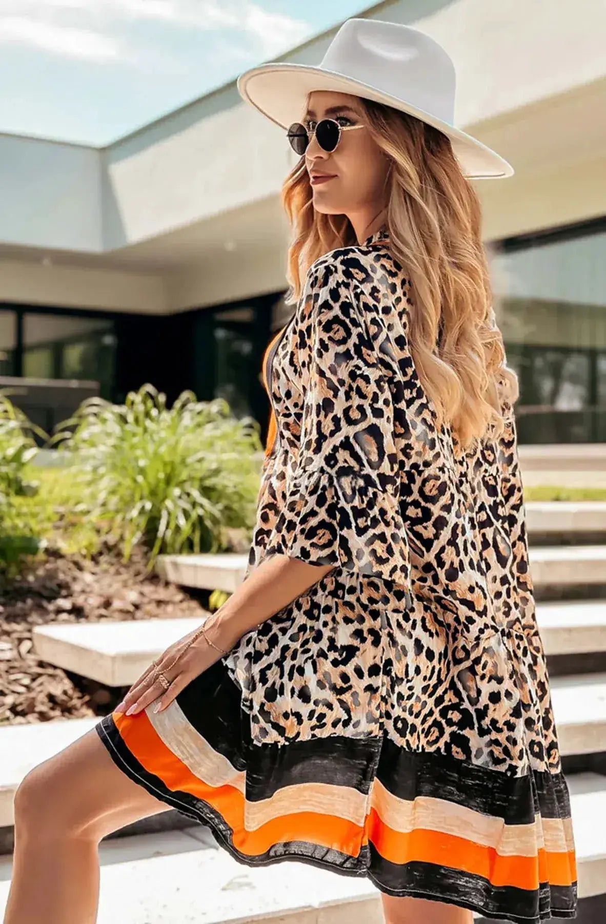 Kira Oversized Abstract Floral Tunic Dress -Brown by Clarissas Boutique London
