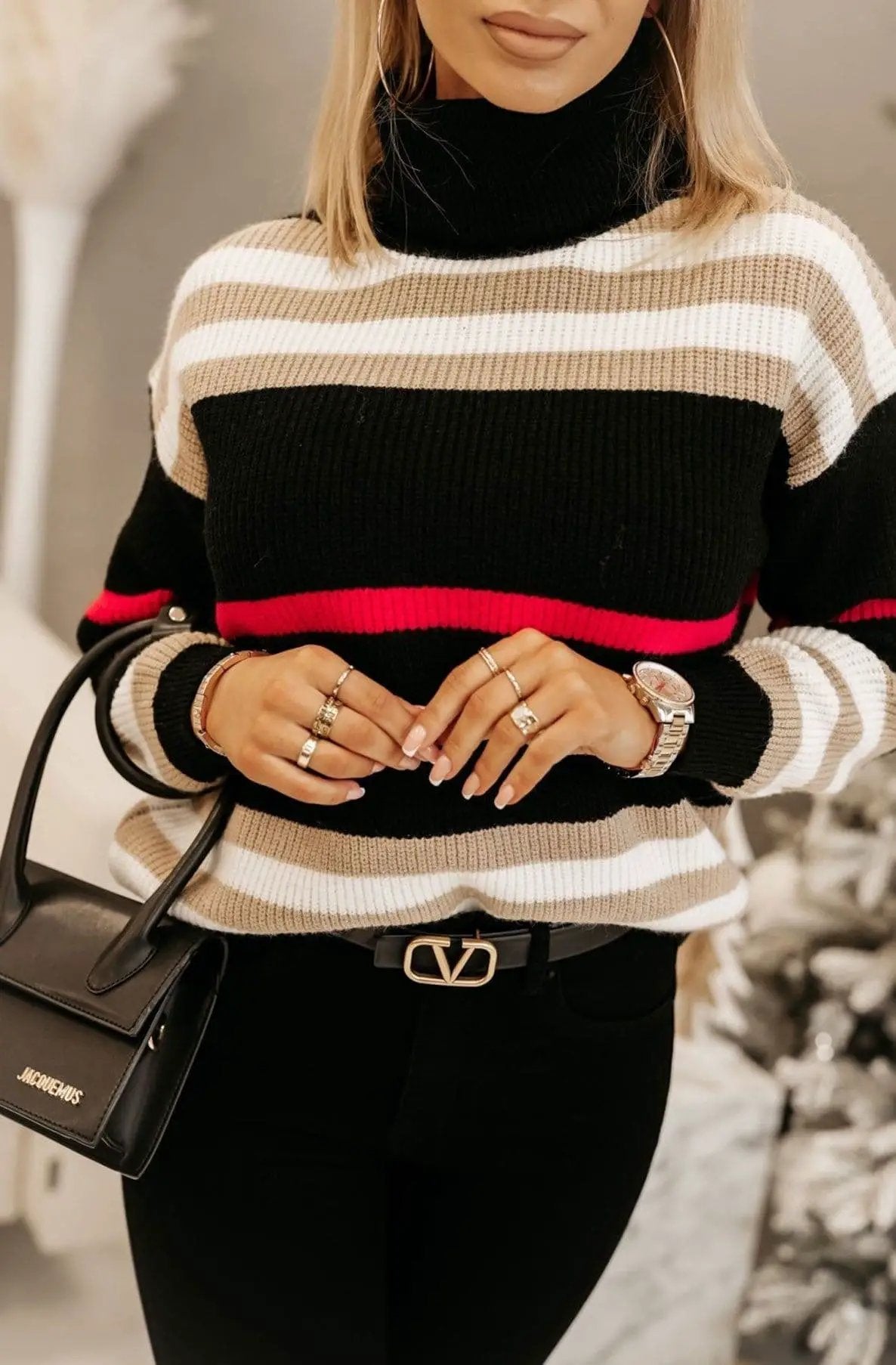 Kym Striped Polo Jumper by Clarissas Boutique London