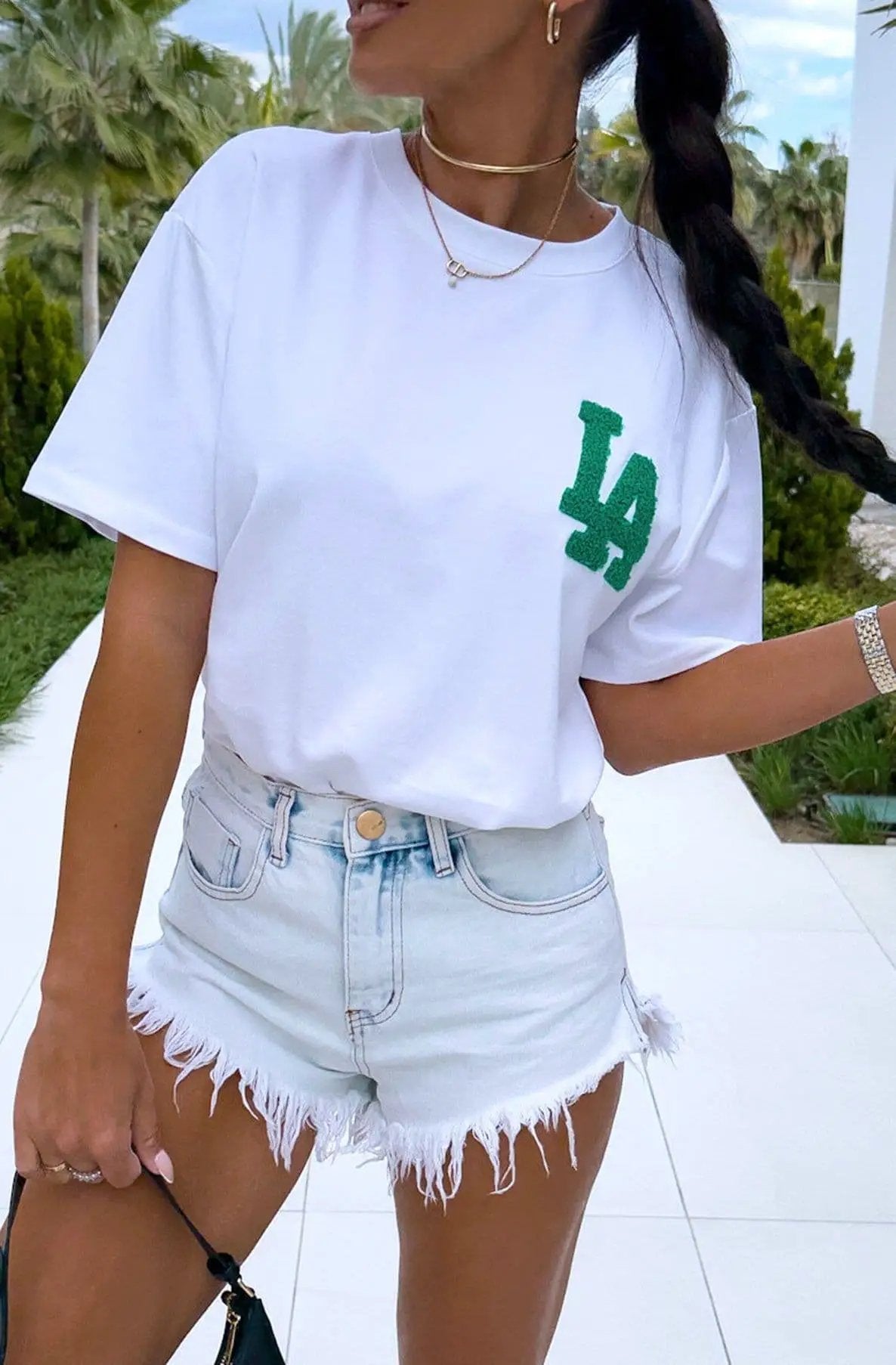 LA 1989 Oversized T'Shirt - Cherry - Green by Clarissas Boutique London