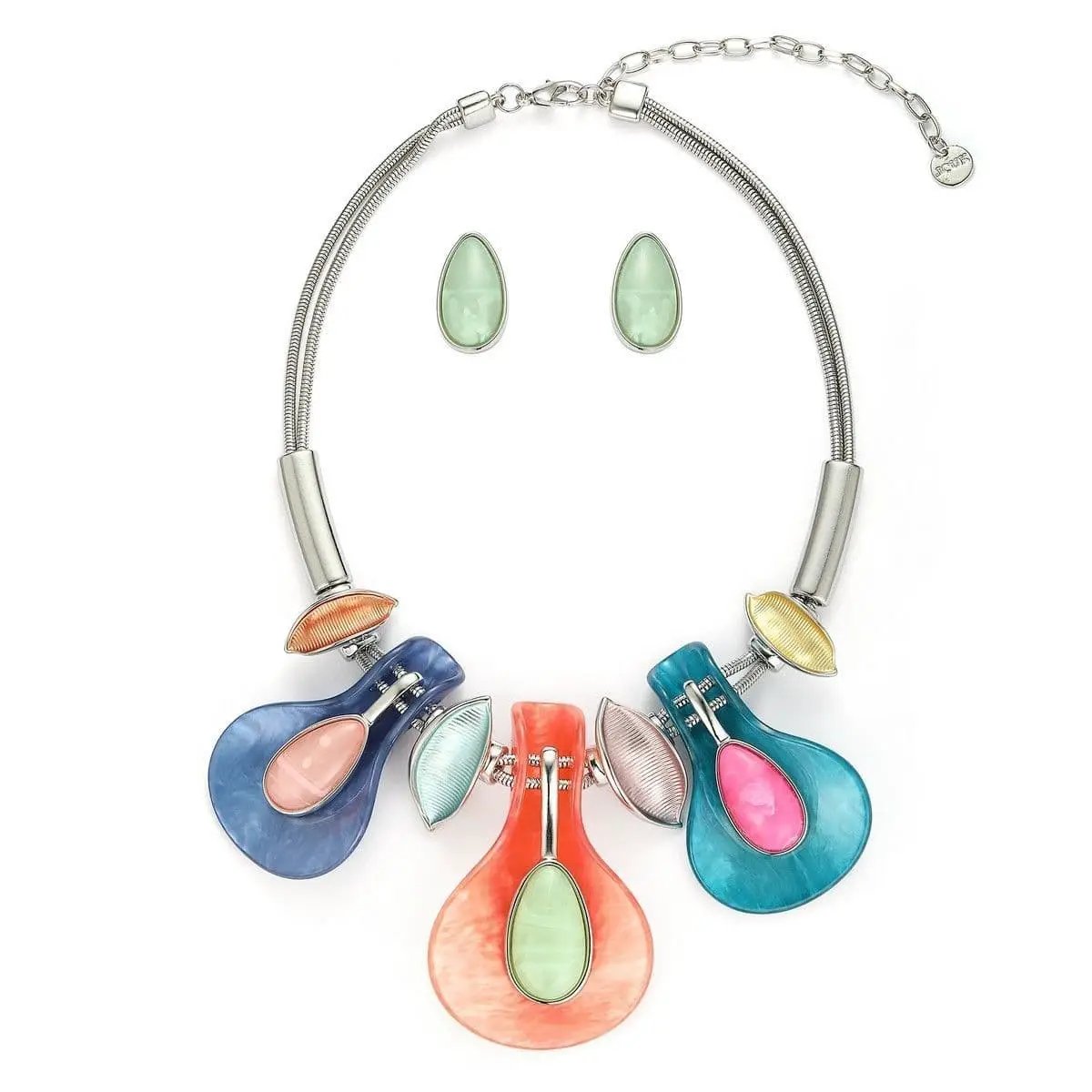 Leaves Water Droplet Necklace Set - Multi Colour by Clarissas Boutique
