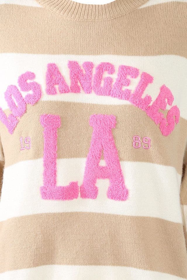 Los Angels Slogan Striped Jumper by Clarissas Boutique London