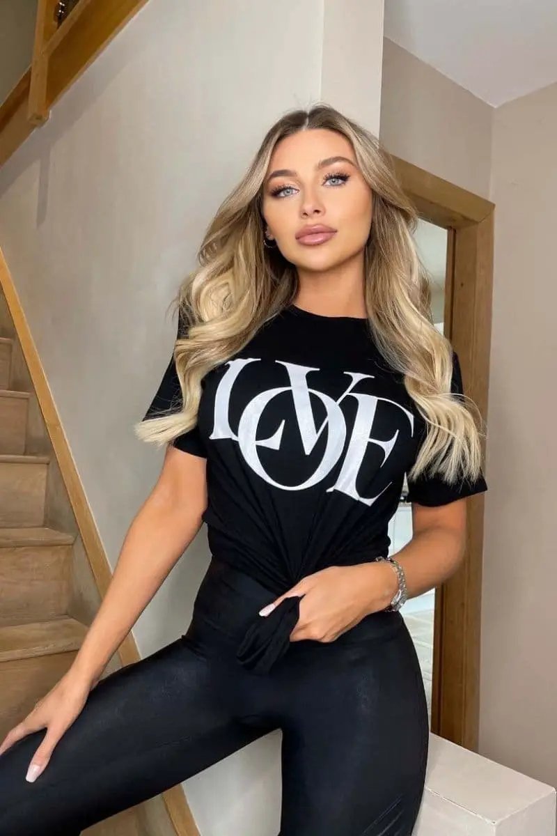 Love Slogan Print T Shirt by Clarissas Boutique London