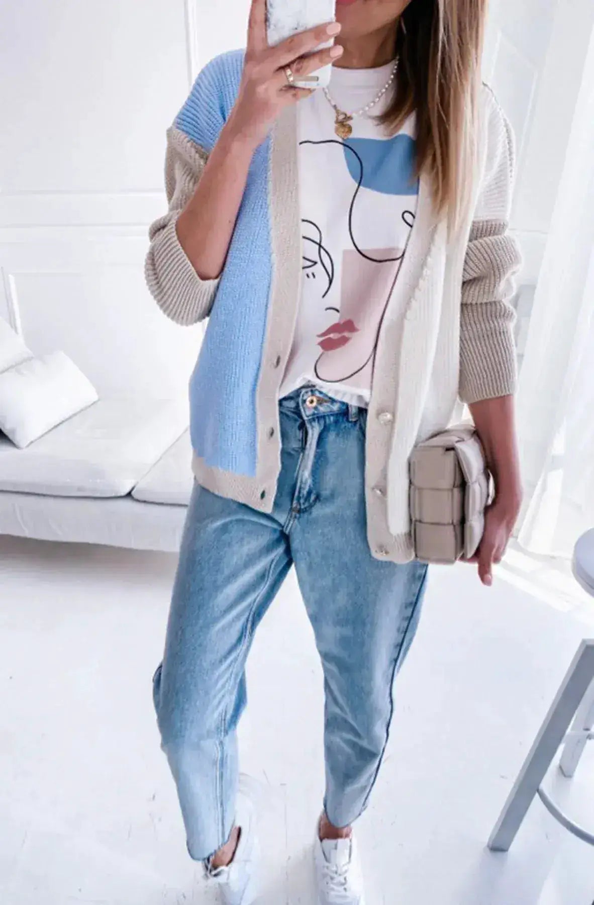 Lucille Colour Block Knitted Cardigan by Clarissas Boutique London