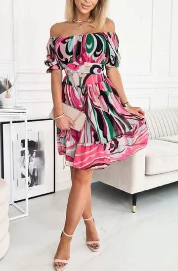 Marisol Patterned Frill Dress by Clarissas Boutique London