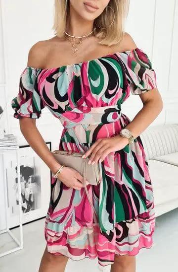 Marisol Patterned Frill Dress by Clarissas Boutique London