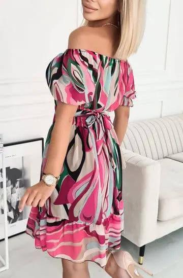 Marisol Patterned Frill Dress by Clarissas Boutique London