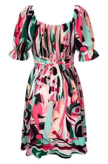 Marisol Patterned Frill Dress by Clarissas Boutique London