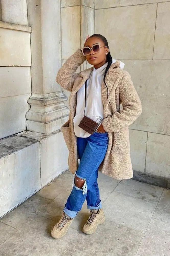 Mid Blue Distressed Turn Up Hem Boyfriend Jean by Clarissas Boutique London