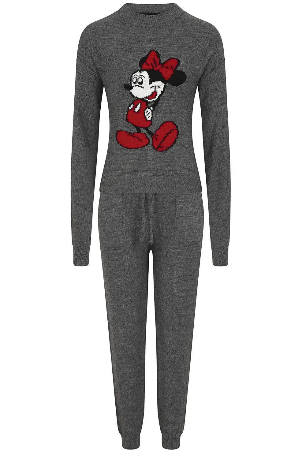 Minnie Mouse Grey Knit Woven Cartoon Lounge Set by Clarissas Boutique London
