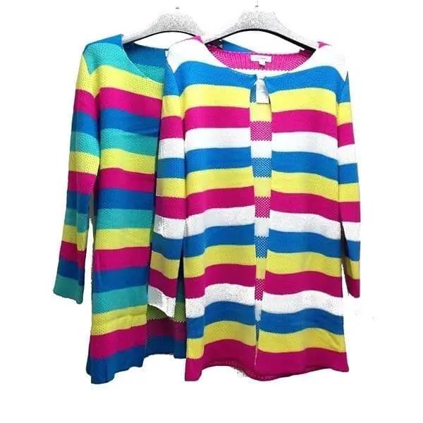 Multicolour Stripes Lux Jersey Knit Jumper by Clarissas Boutique London
