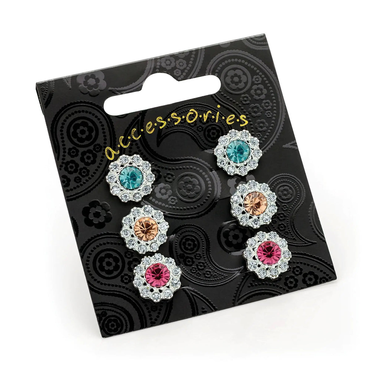 Multicolour Stud Earring sets 3 Pairs by Clarissas Boutique
