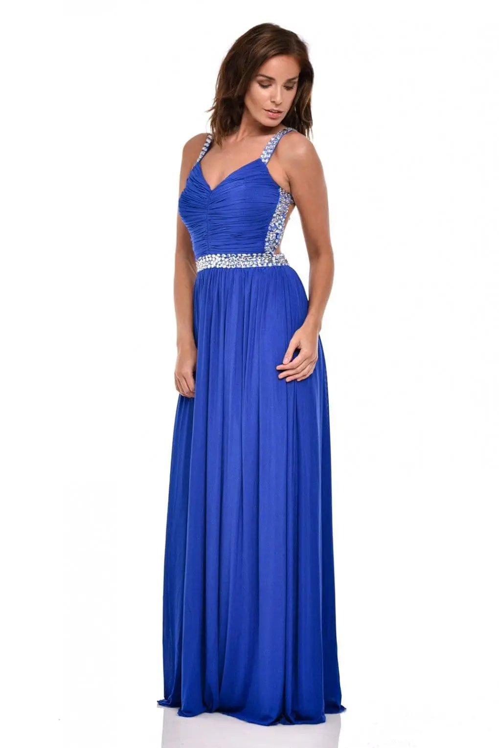 NAZZ COLLECTION NOLA ROYAL BLUE BACKLESS MAXI GRECIAN DRESS by Clarissas Boutique
