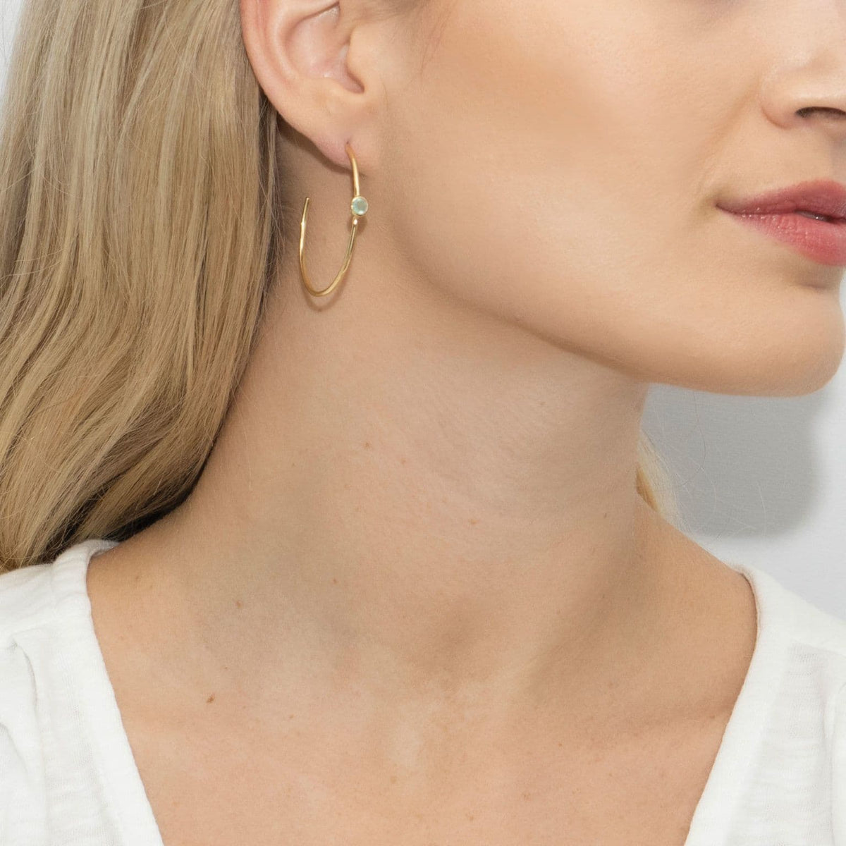 Oracle Aqua Calci Mid Hoop Earrings by Clarissas Boutique
