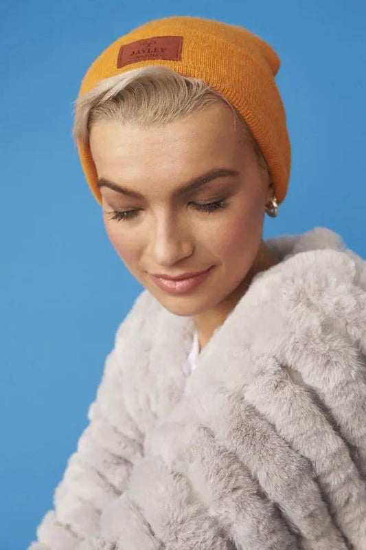 Orange Wool Blend Knitted Beanie Hat by Clarissas Boutique