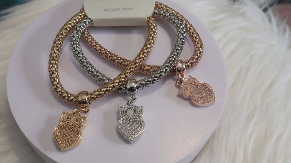 Owl 3 Piece Bracelet Set by Clarissas Boutique