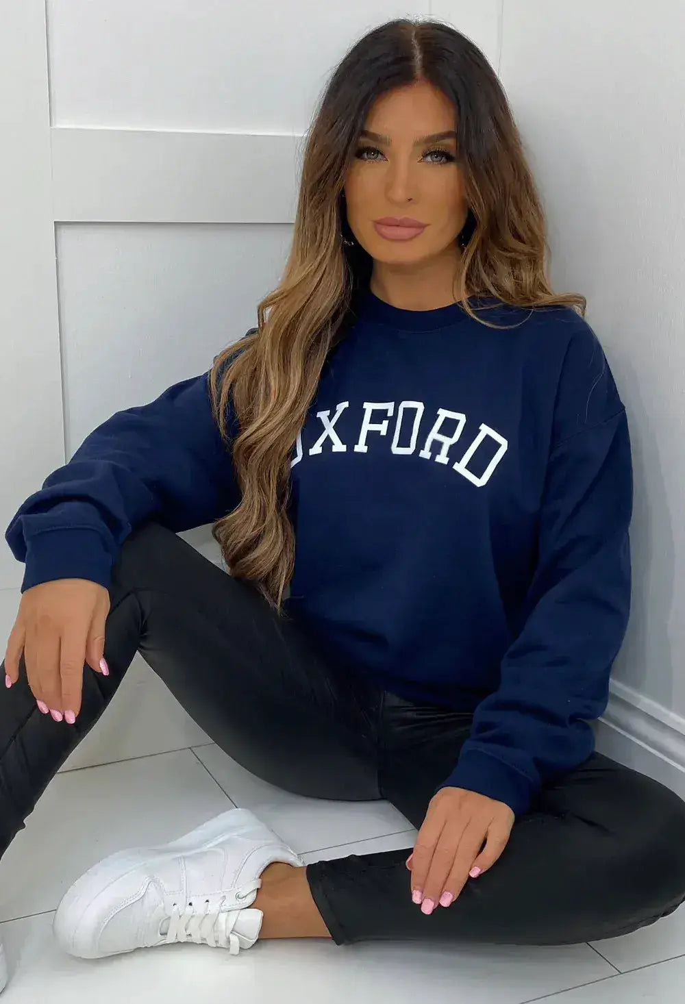 Oxford Vibes Navy Printed Sweatshirt by Clarissas Boutique London