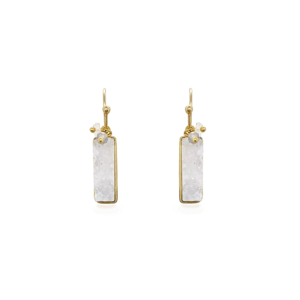 Pebble Bay White Drussy And Gem Bead Earrings by Clarissas Boutique London